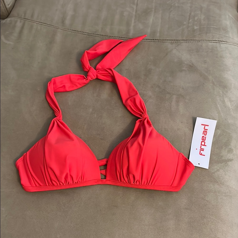 Red halter bikini top
